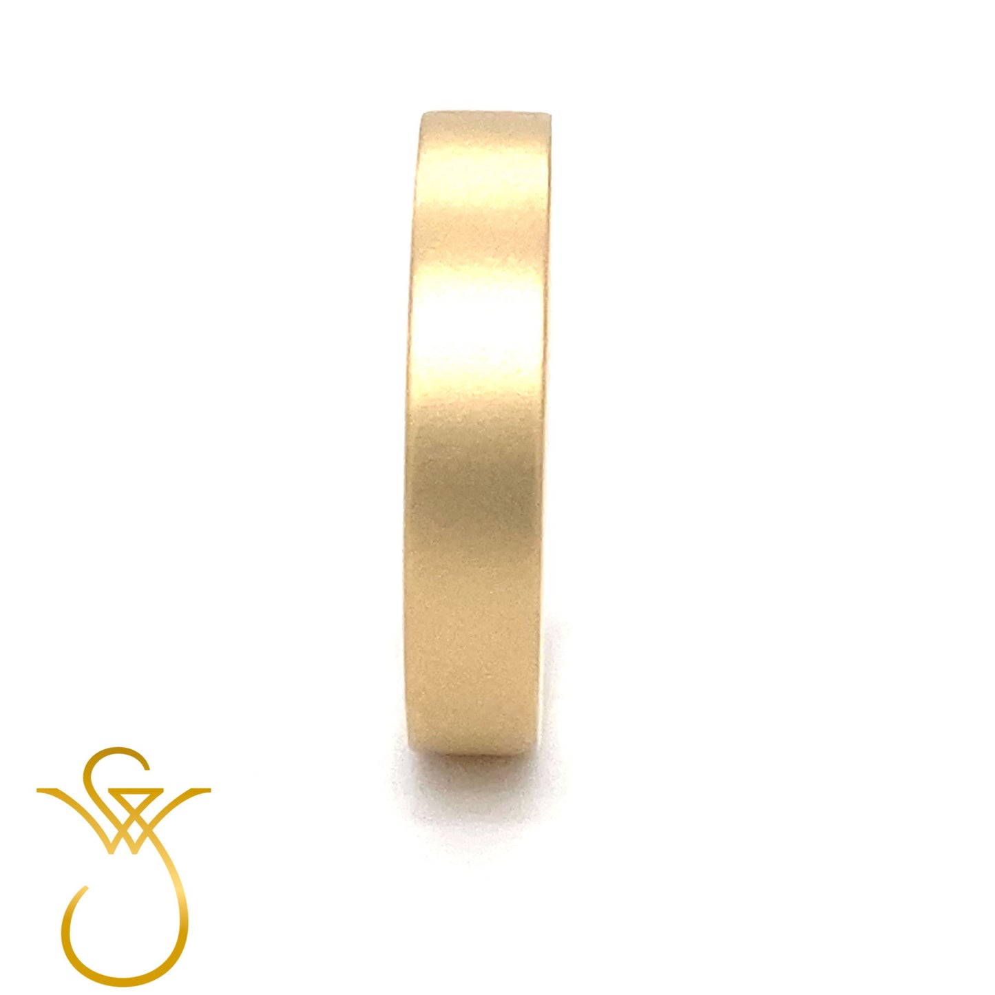 Trouwring Excellent Gesatineerd, 14k geel gouden ring, vlak model, 1.5 mm dik