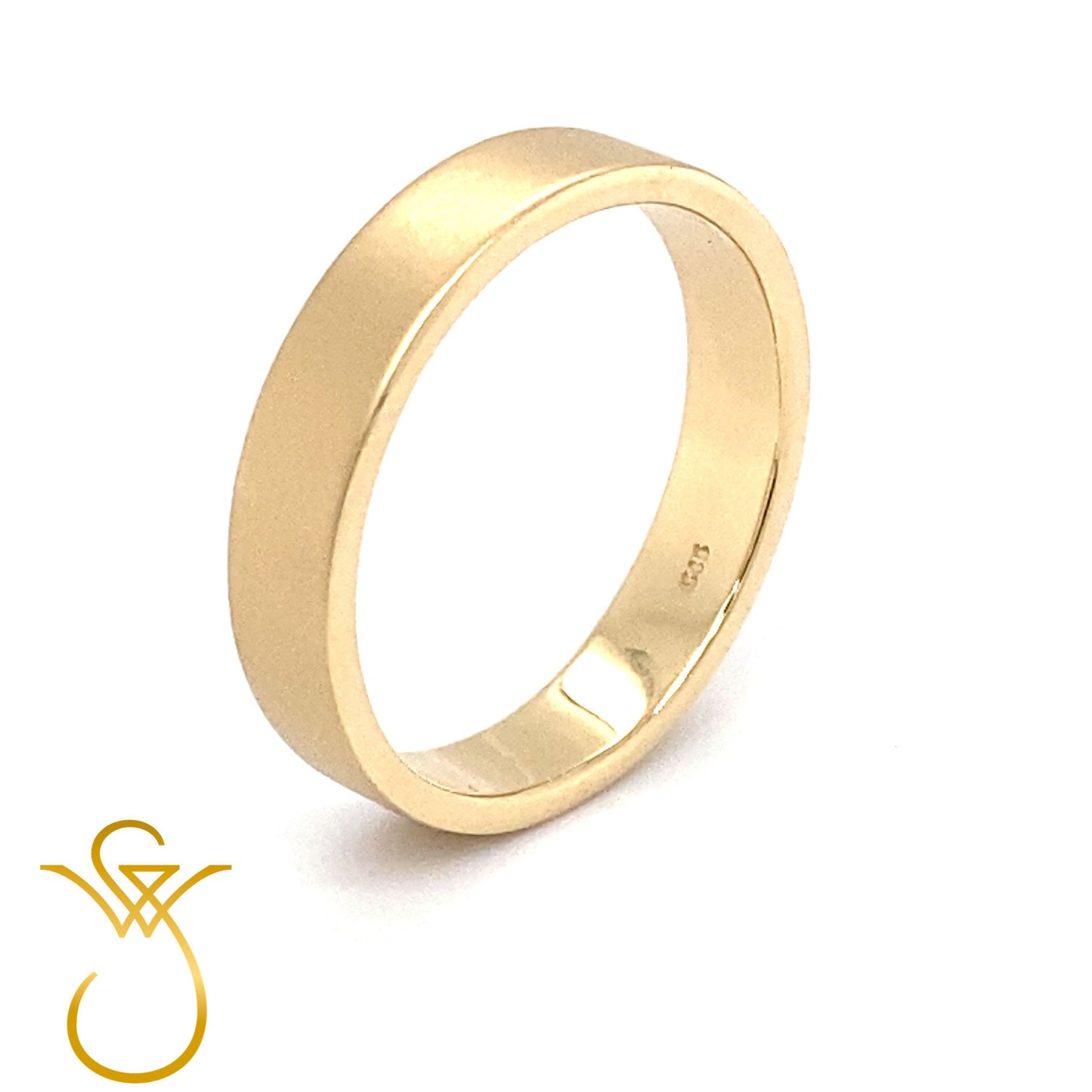 Trouwring Excellent Gesatineerd, 14k geel gouden ring, vlak model, 1.5 mm dik