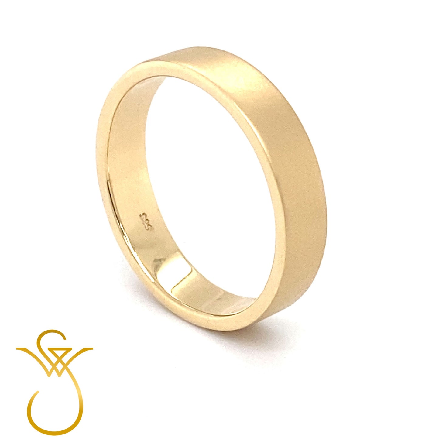 Trouwring Excellent Gesatineerd, 14k geel gouden ring, vlak model, 1.5 mm dik